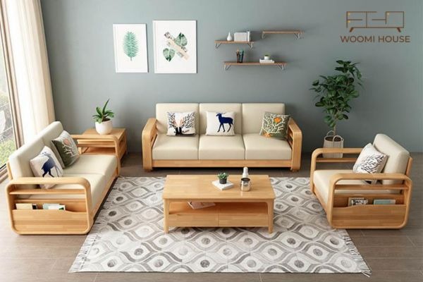 thảm trải sàn phòng khách bàn ghế gỗ